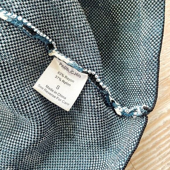 Parker Hartley Knit Long Sleeve Mini Dress | Black/Blue‎ Size Small - Picture 4 of 8